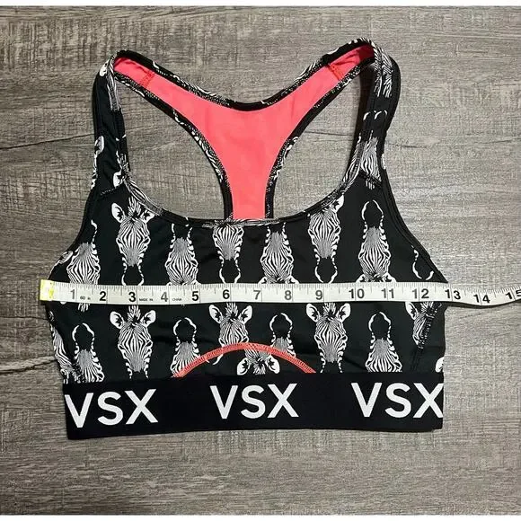 Victoria's Secret VSX Racerback Sports Bra, Black and Pink Zebra, Size S - Picture 4 of 8